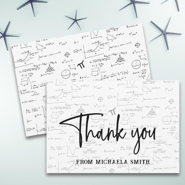 Simple Black and White Script Math Graduation Thank You Card (Creator Uploaded)
