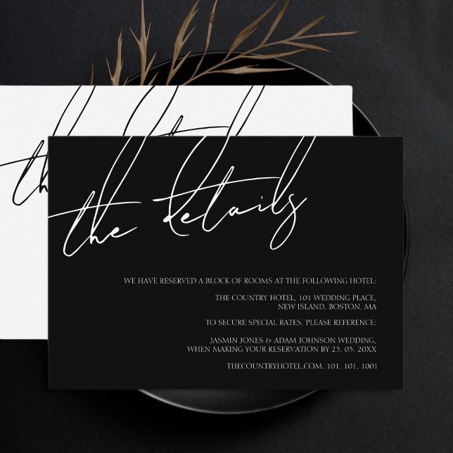 Simple Black and White Script Wedding Details Enclosure Card (Creator Uploaded)