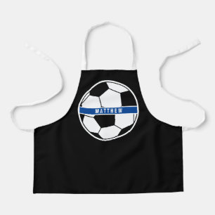Simple Black and White Soccer Football Monogram Apron