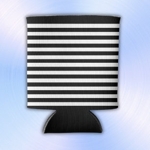Simple Black and White Stripes Can Cooler
