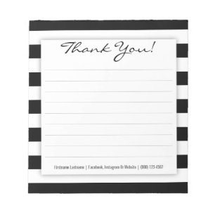 Simple Black and White Stripes Thank You Notepad