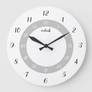 Simple Black and white Teaching time analogue  Large Clock
