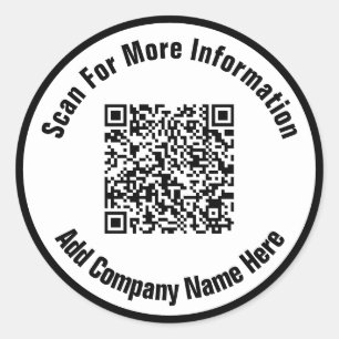 Simple Black and White Text Scan QR Code  Classic Round Sticker