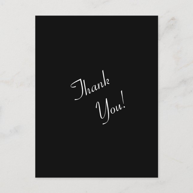 Simple Black and White Thank You Announcement Postcard (Front)