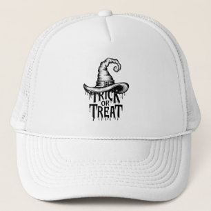 Simple Black and White Trick or Treat  Trucker Hat