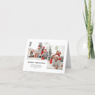 Simple Black and White Two Photo Merry Christmas Holiday Card