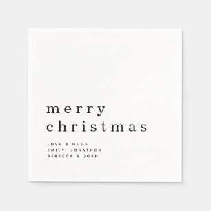 Simple Black and White Typography Merry Christmas Napkin