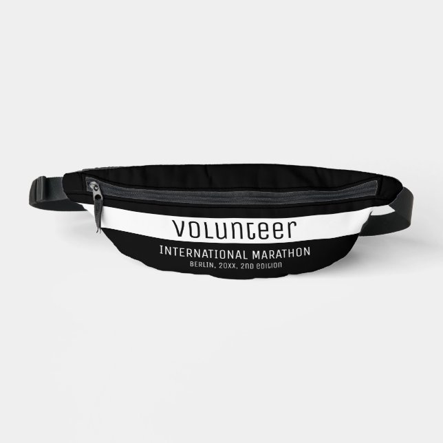 Simple Black And White Volunteer Help Promotional  Fanny Pack (Front)