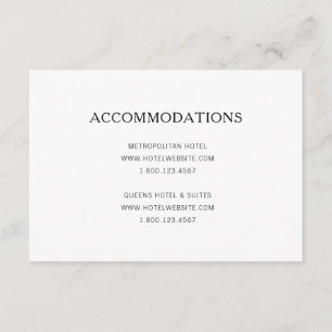 Simple Black and White Wedding Accommodations Enclosure Card