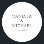 Simple black and white wedding classic round sticker<br><div class="desc">simple black and white design with lovely text that can be personalized.</div>