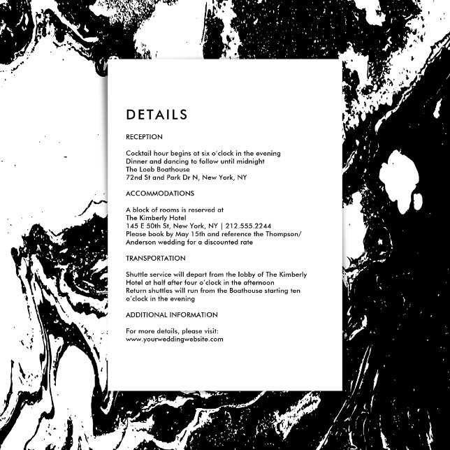 Simple Black and White Wedding Details  Enclosure Card (Simple Black and White Wedding Details Enclosure Card)