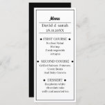 Simple Black And White Wedding Dinner Menu<br><div class="desc">Make your wedding more organized through this menu,  Add the personalization,  the name of the couple,  and the date,  and dinner menu of the wedding,  By clicking on the Personalization link.</div>