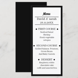 Simple Black And White Wedding Dinner Menu