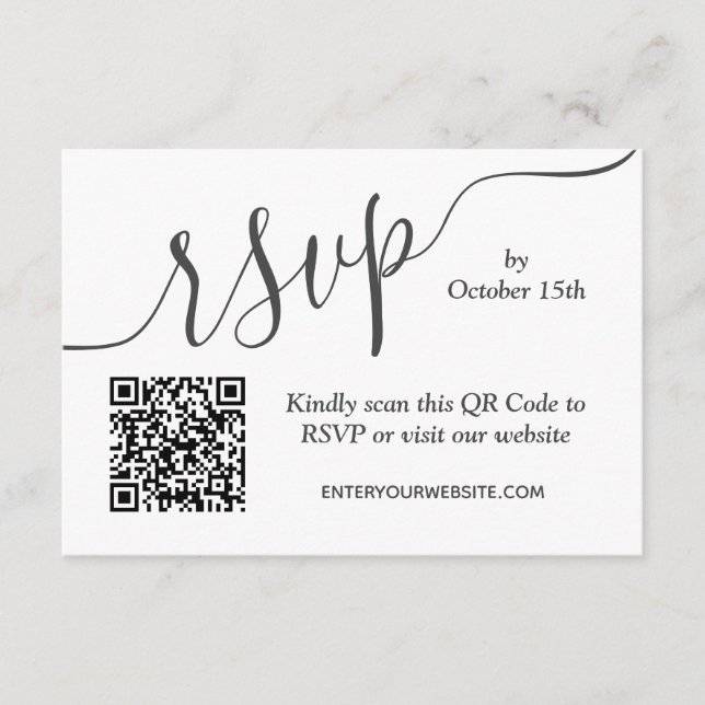 Simple Black and White Wedding Enclosure Card (Front)