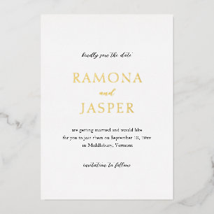 Simple Black and White Wedding Foil Save the Date