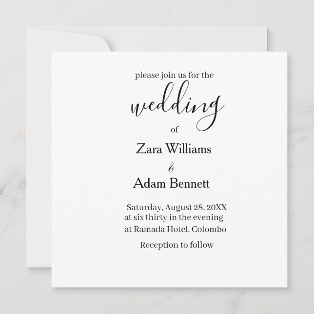 Simple black and white wedding invitation (Devant)