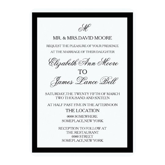 Simple Black and White Wedding Invitation