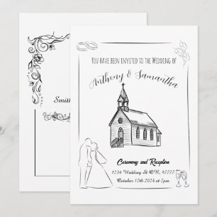 Simple Black and White Wedding Invitation