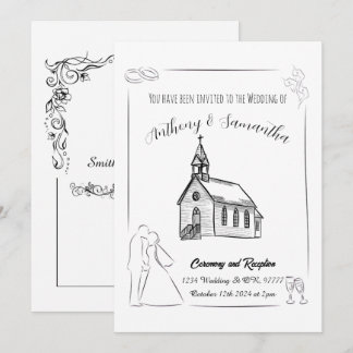 Simple Black and White Wedding Invitation