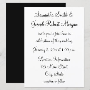 Simple Black and White Wedding Invitation