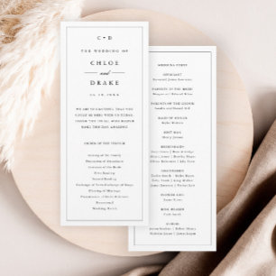 Simple Black and White Wedding Monogram Ceremony  Program