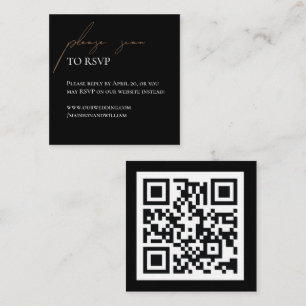Simple Black and White Wedding QR Rsvp Enclosure Card
