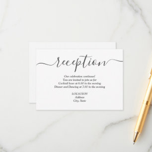 Simple Black and White Wedding Reception Enclosure Card