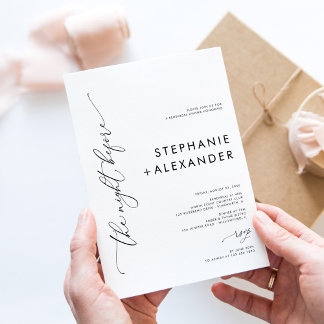 Simple Black and White Wedding Rehearsal Dinner Invitation
