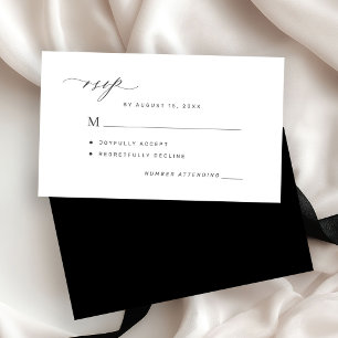 Simple black and white wedding RSVP Enclosure Card
