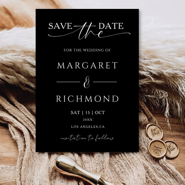 Simple Black and White Wedding Save The Date Invitation (Creator Uploaded)