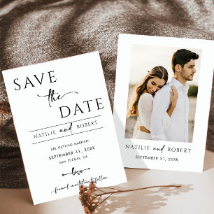 Simple Black and White Wedding Save The Date Invitation