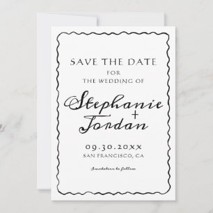 Simple Black and White Whimsical Frame Wedding Save The Date