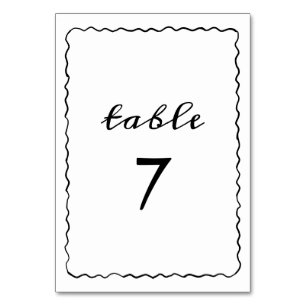 Simple Black and White Whimsical Frame Wedding Table Number