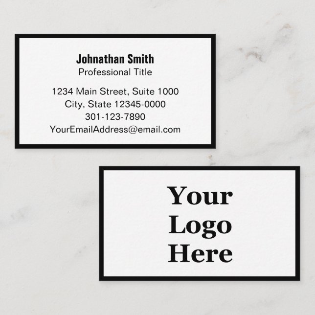 Simple Black and White Your Logo Business Card (Front/Back)