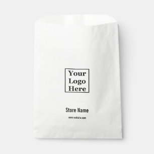 Simple Black and White Your Logo Here Template Favour Bag