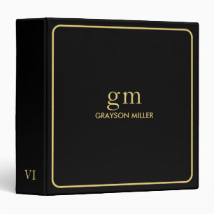 Simple Black Background Golden Frame Binder