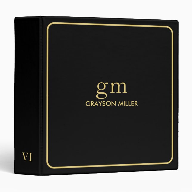 Simple Black Background Golden Frame Binder (Front/Spine)