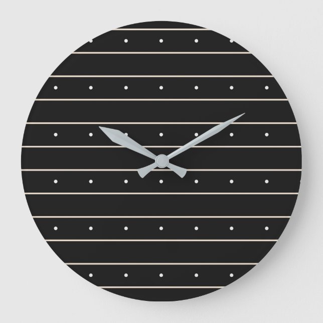 Simple Black Background With Grey Stripes And Tiny Large Clock (Front)
