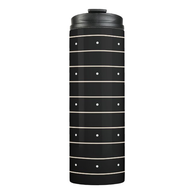 Simple Black Background With Grey Stripes And Tiny Thermal Tumbler (Front)