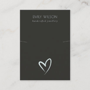 Simple Black Blue Heart Necklace Band Display Business Card