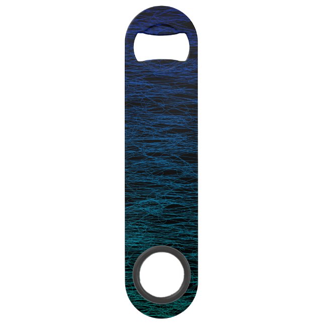 Simple Black Blue Teal Abstract Scribble Texture Bar Key (Front)
