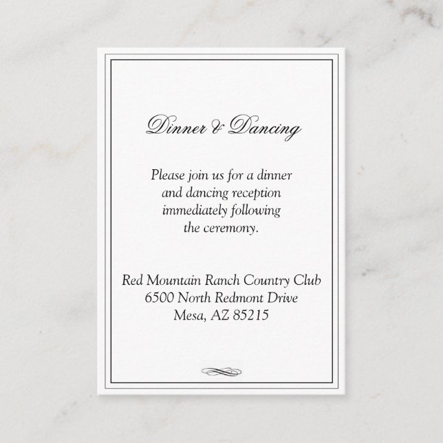 Simple Black Border Wedding Enclosure Card (Front)