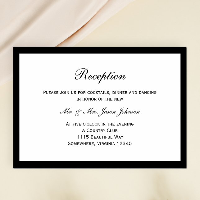Simple Black Border Wedding Reception Card (Creator Uploaded)