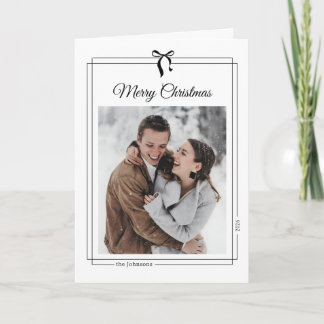 Simple Black Bow Minimalist Photo Christmas Holiday Card