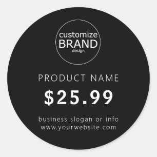 Simple Black Business Logo Price Tag Sticker