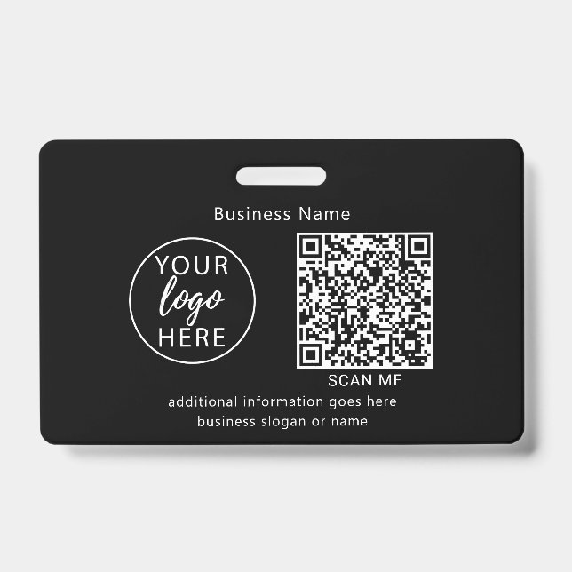 Simple Black Business Scannable Badge (Front)