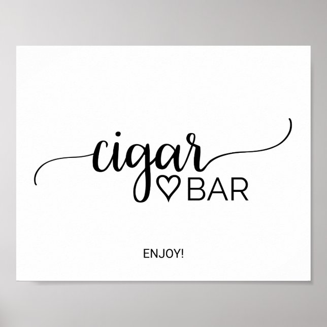 Simple Black Calligraphy Cigar Bar Sign (Front)