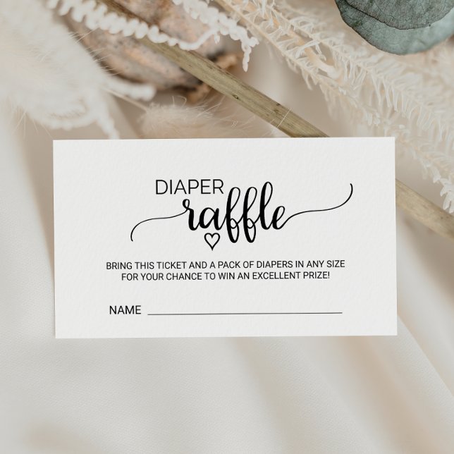 Simple Black Calligraphy Diaper Raffle Enclosure Card (Creator Uploaded)