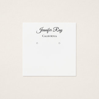 simple black calligraphy earring display cards