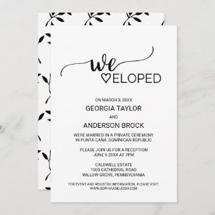 Simple Black Calligraphy Elopement Invitation